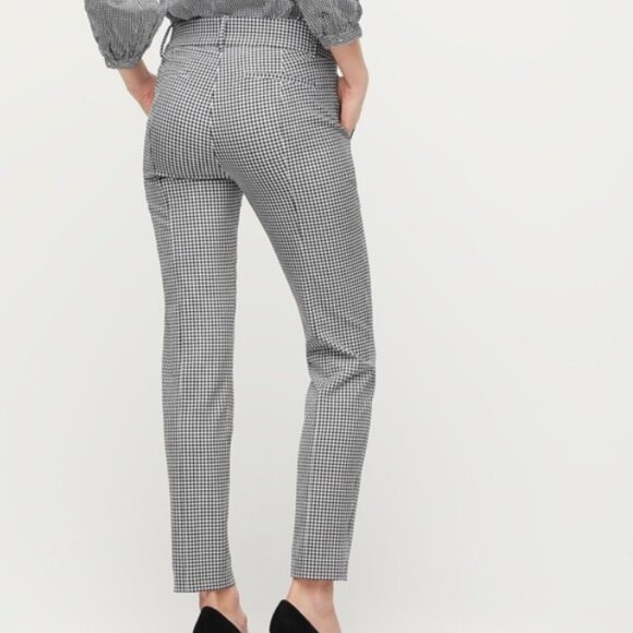 J. Crew Cameron Gingham Check Stretch Workwear Slim Ankle Pants Navy White 10 - Picture 5 of 16